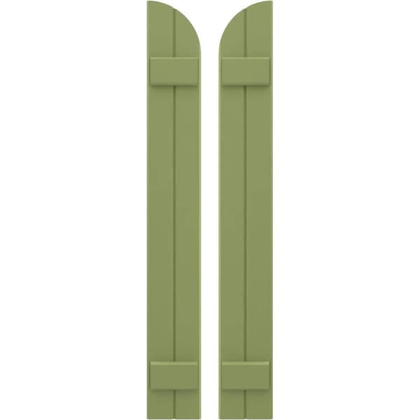 Ekena Millwork Americraft 2-Board (2 Batten) Wood Joined Board-n-Batten Shutters w/ Arch Top, ARW101BQ207X77MGH, PR ARW101BQ207X77MGH - main